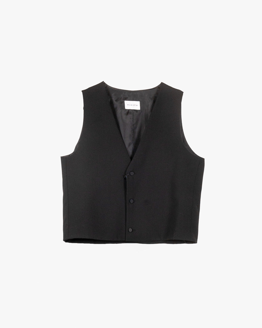 Gilet nero con bottoni foderati in raso