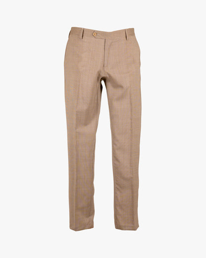 Pantalone con fantasia microcheck in fresco lana Marzotto slim fit con doppia pence