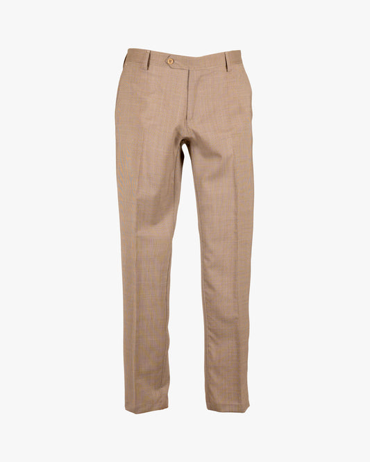 Pantalone con fantasia microcheck in fresco lana Marzotto slim fit con doppia pence