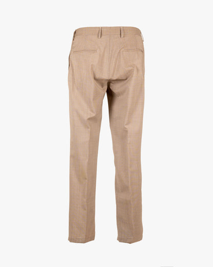 Pantalone con fantasia microcheck in fresco lana Marzotto slim fit con doppia pence