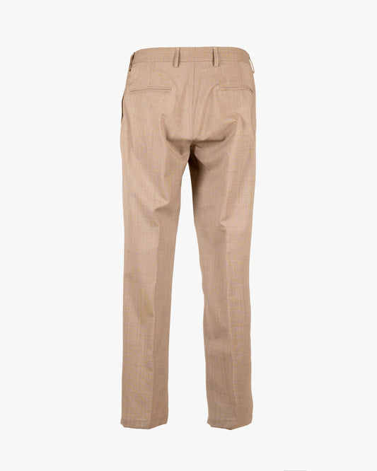 Pantalone con fantasia microcheck in fresco lana Marzotto slim fit con doppia pence