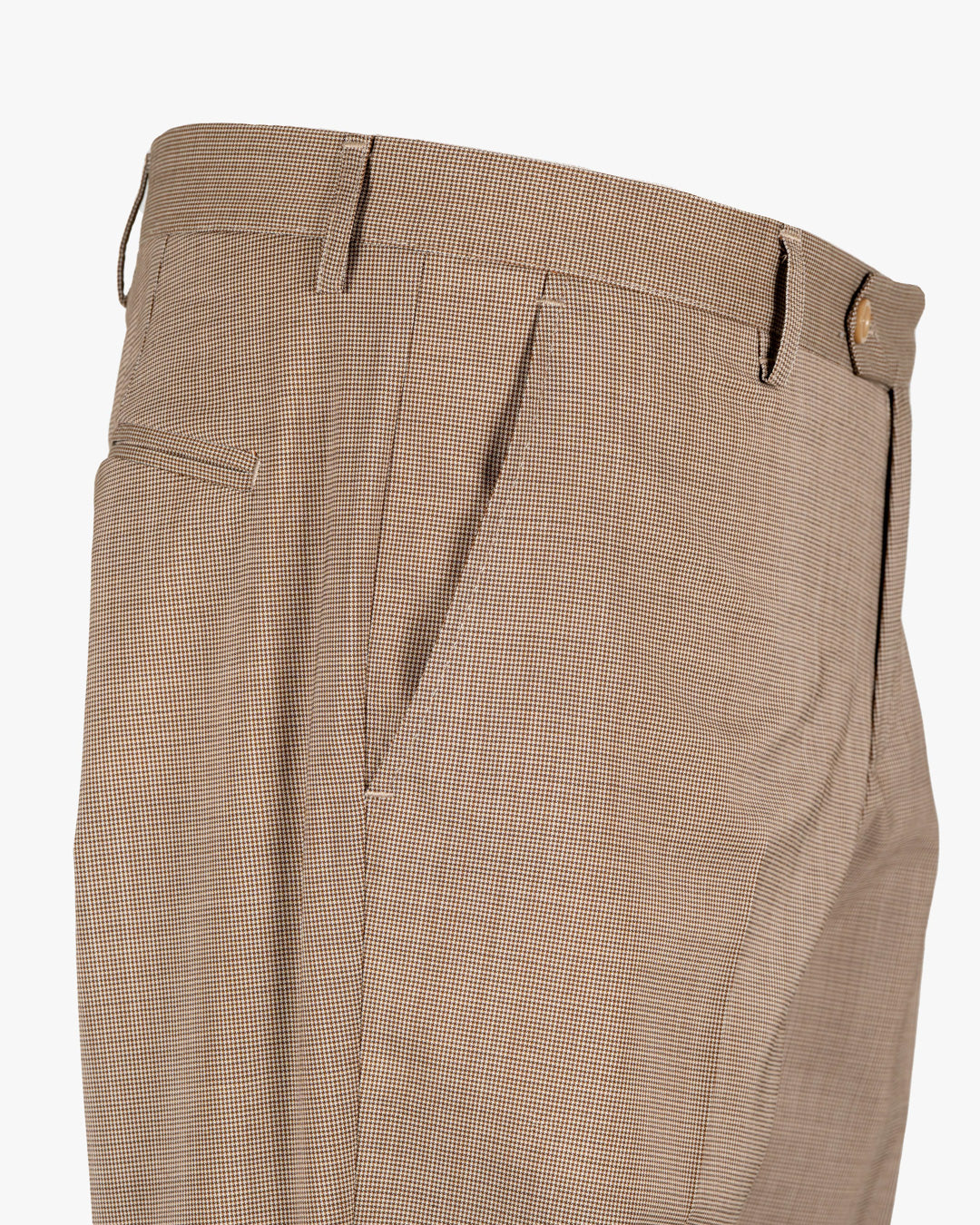 Pantalone con fantasia microcheck in fresco lana Marzotto slim fit con doppia pence