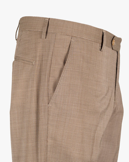 Pantalone con fantasia microcheck in fresco lana Marzotto slim fit con doppia pence