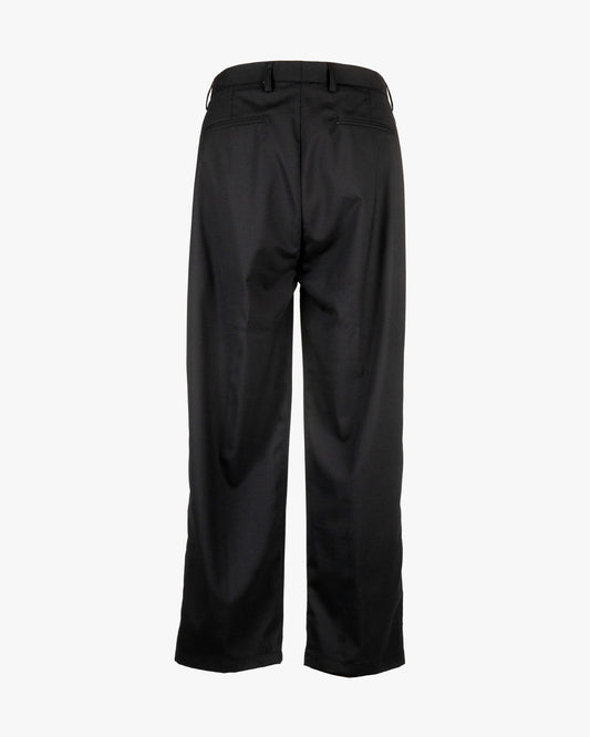Pantalone in fresco lana e poliviscosa a palazzo con doppia pence e banda laterale in raso