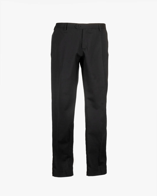 Pantalone in fresco lana e poliviscosa slim fit con doppia pence e banda laterale in raso