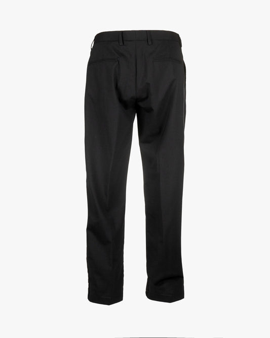Pantalone in fresco lana e poliviscosa slim fit con doppia pence e banda laterale in raso