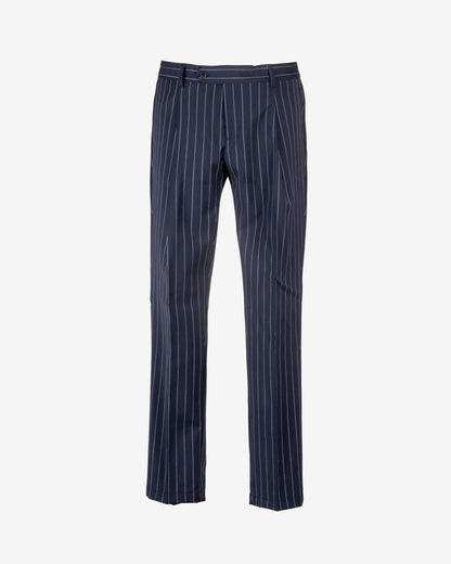 Pantalone in poliviscosa gessato slim fit con doppia pence