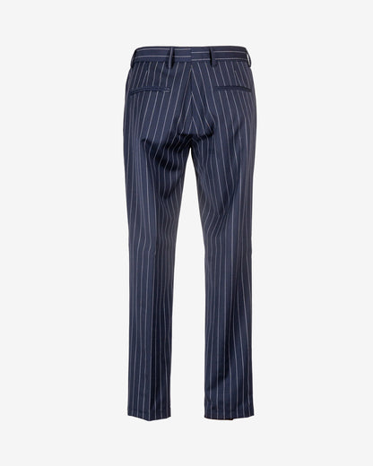 Pantalone in poliviscosa gessato slim fit con doppia pence
