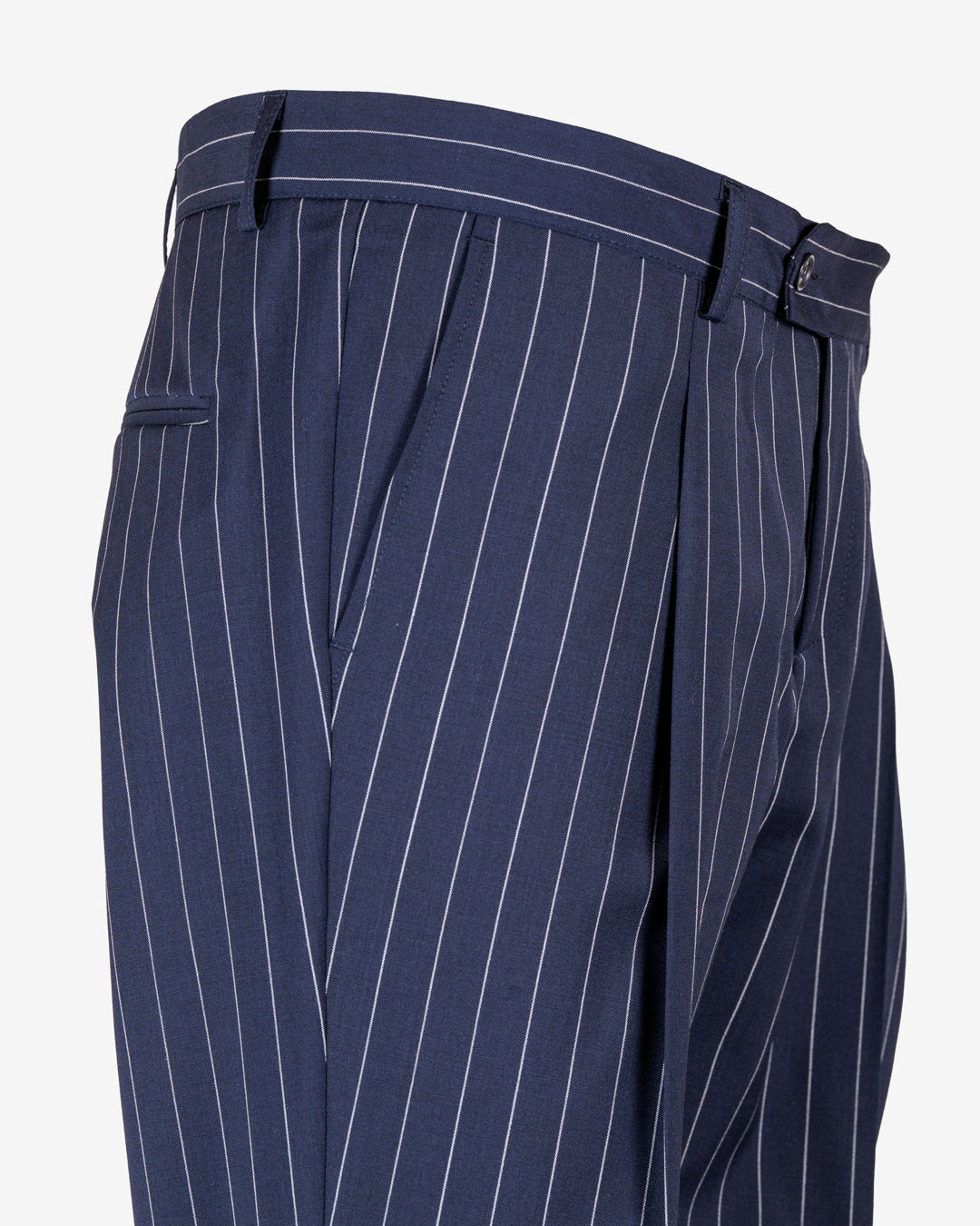 Pantalone in poliviscosa gessato slim fit con doppia pence