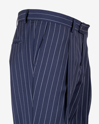 Pantalone in poliviscosa gessato slim fit con doppia pence