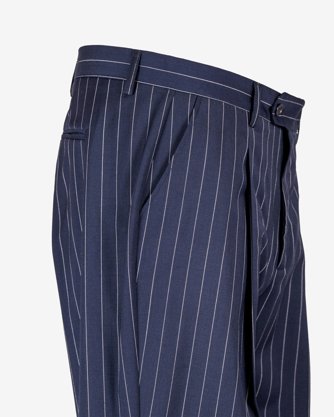 Pantalone in poliviscosa gessato a palazzo con doppia pence