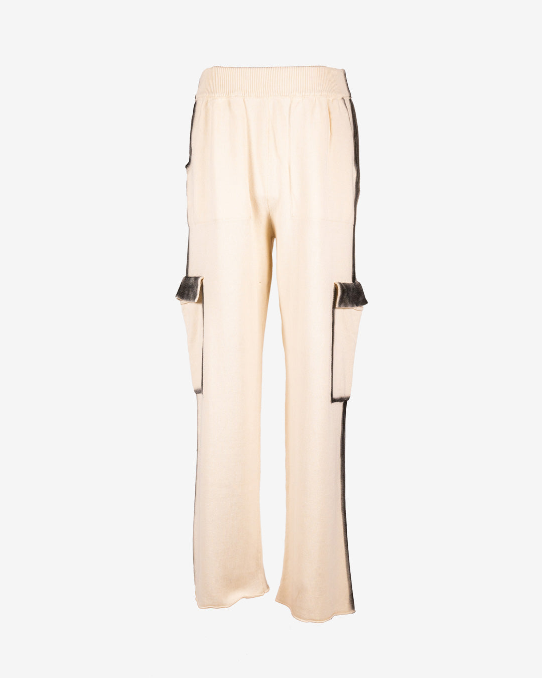 Pantalone in cotone avorio con aerografia fatta a mano