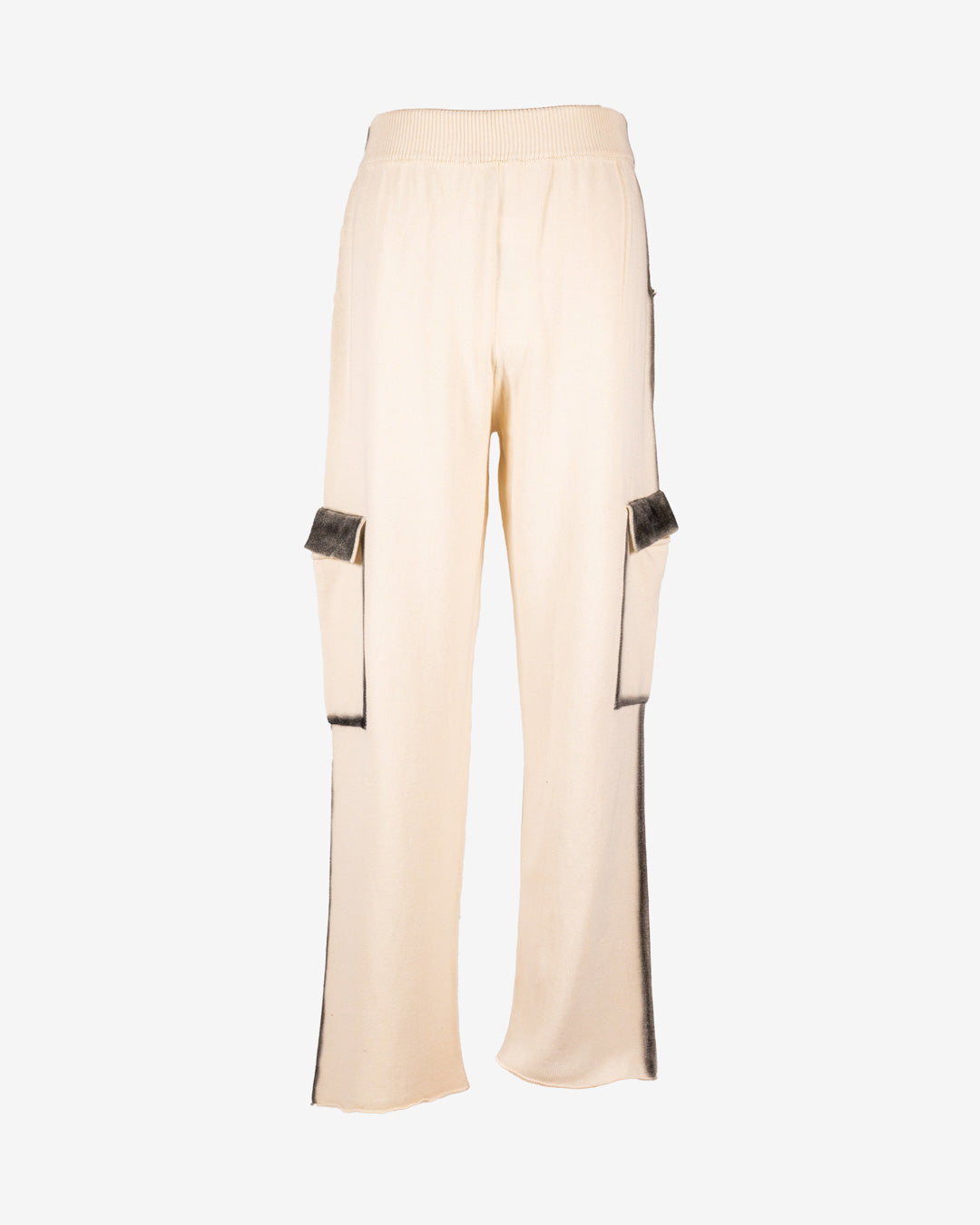 Pantalone in cotone avorio con aerografia fatta a mano