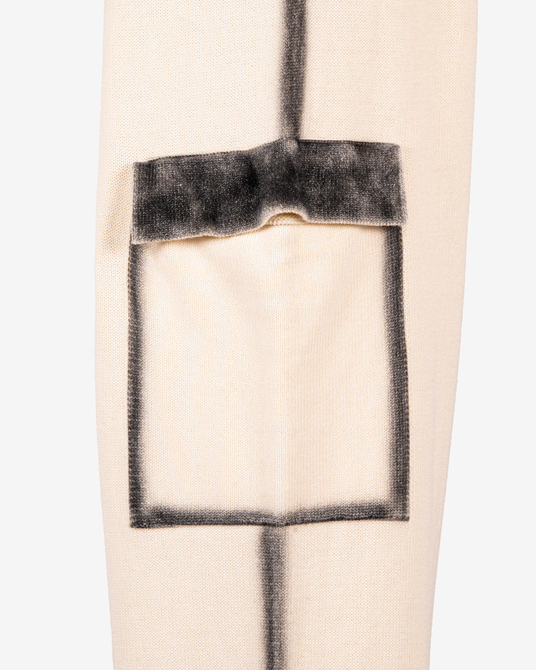 Pantalone in cotone avorio con aerografia fatta a mano