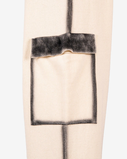 Pantalone in cotone avorio con aerografia fatta a mano
