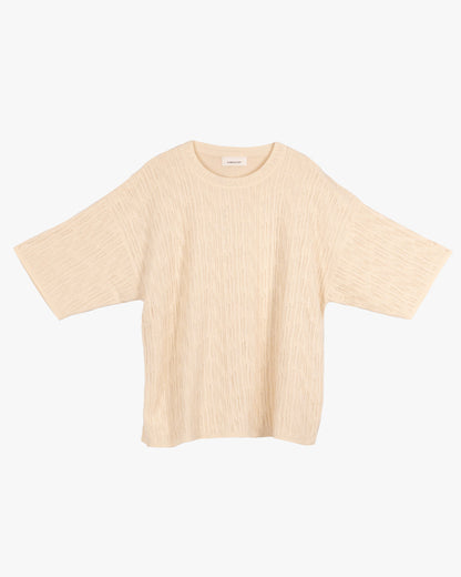 T-shirt avorio in cotone e viscosa