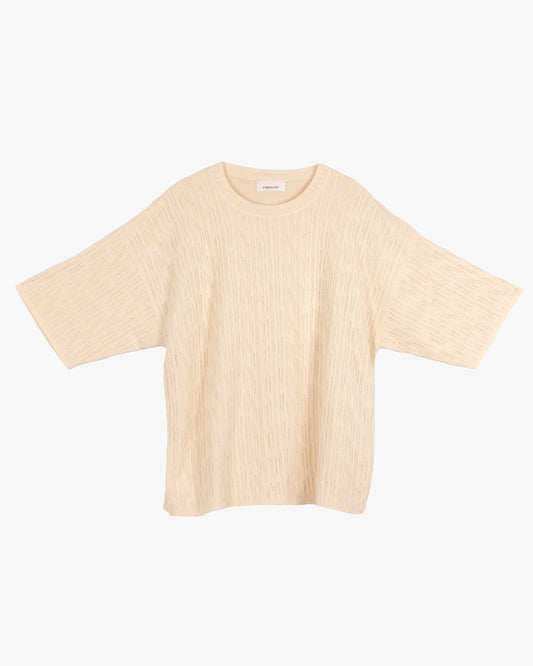 T-shirt avorio in cotone e viscosa