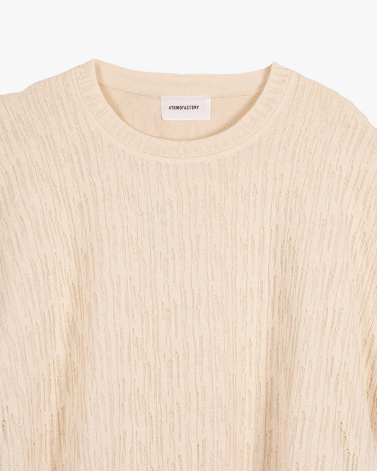 T-shirt avorio in cotone e viscosa