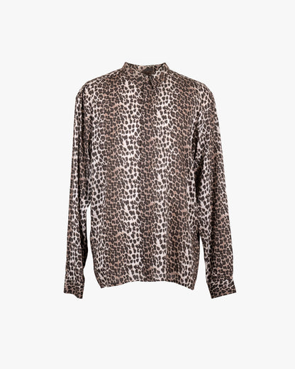 Camicia oversize con stampa leopardata in rayon