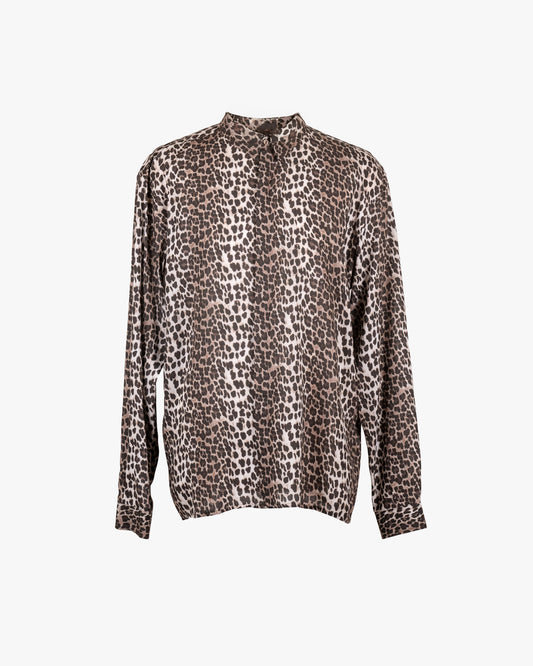 Camicia oversize con stampa leopardata in rayon