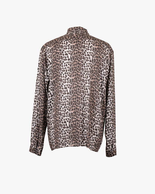Camicia oversize con stampa leopardata in rayon