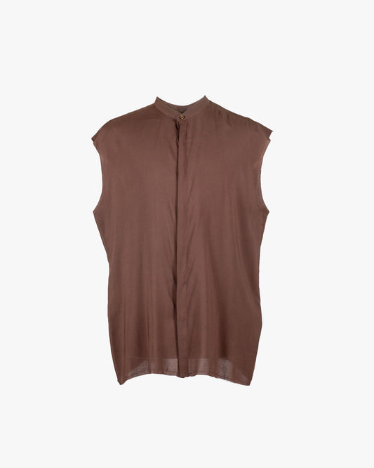 Camicia smanicata oversize testa di moro in rayon
