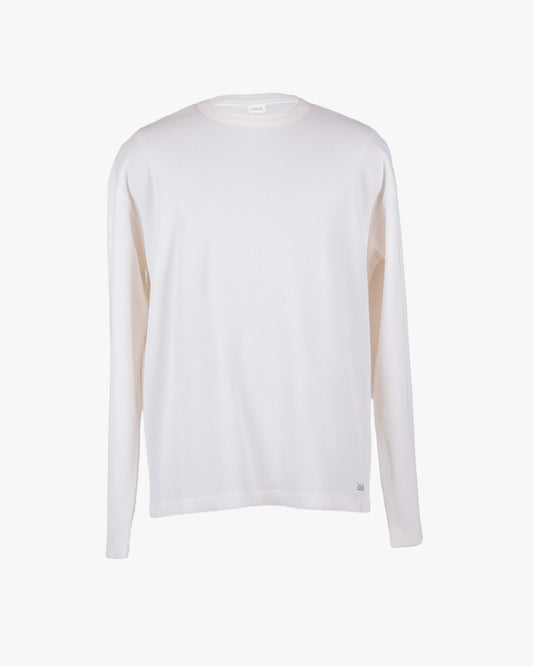 T-shirt in cotone a maniche lunghe effetto waffle
