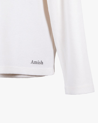 T-shirt in cotone a maniche lunghe effetto waffle