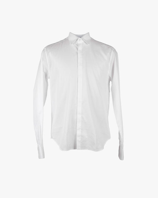 Camicia in cotone bianca gessata tono su tono