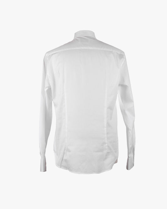 Camicia in cotone bianca gessata tono su tono