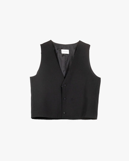 Gilet nero con bottoni foderati in raso