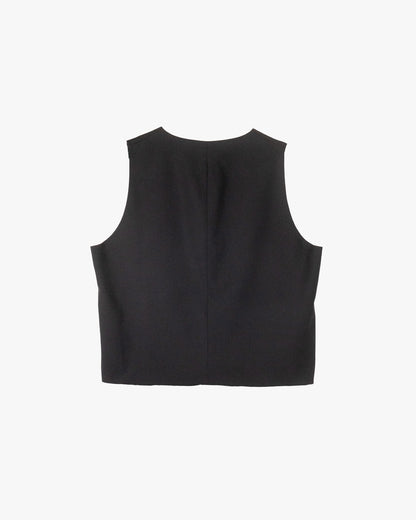 Gilet nero con bottoni foderati in raso
