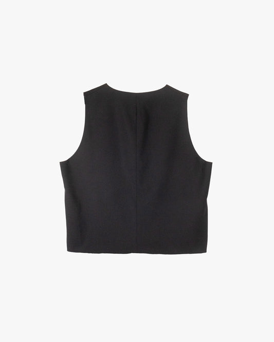 Gilet nero con bottoni foderati in raso