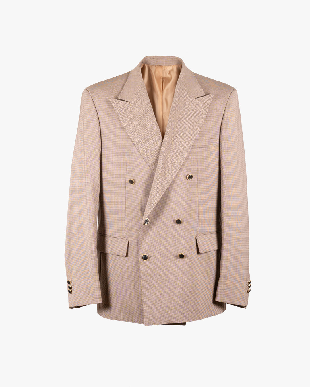 Giacca con fantasia microcheck in fresco lana Marzotto doppio petto