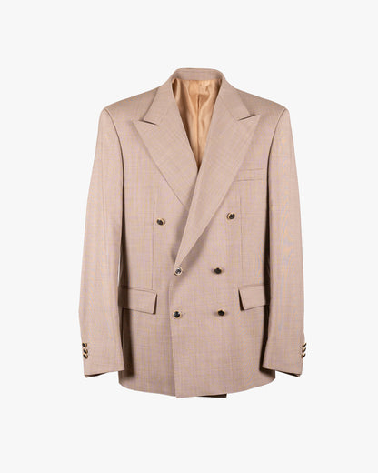 Giacca con fantasia microcheck in fresco lana Marzotto doppio petto