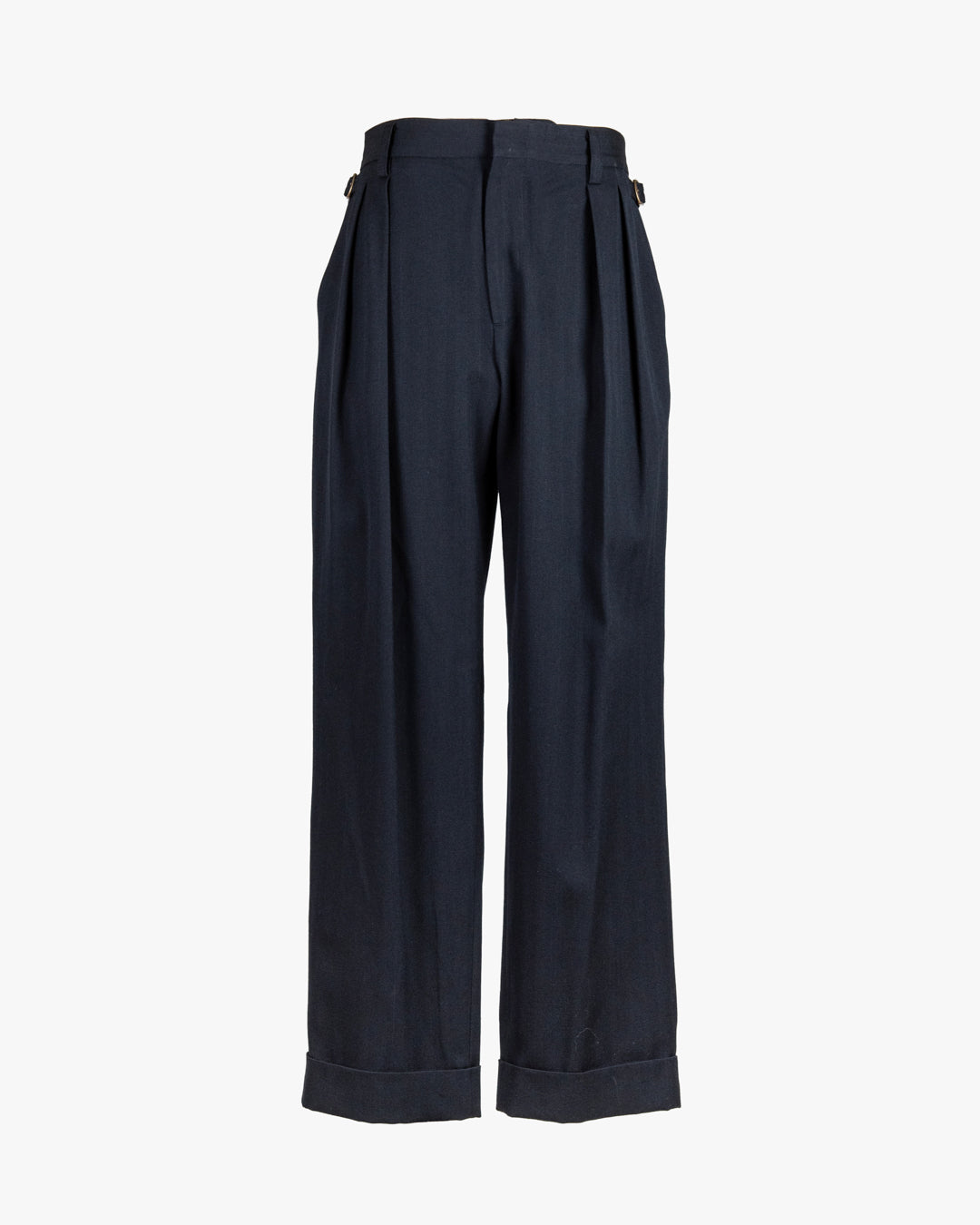 Pantalone in fresco lana wide doppia pence e regolatore