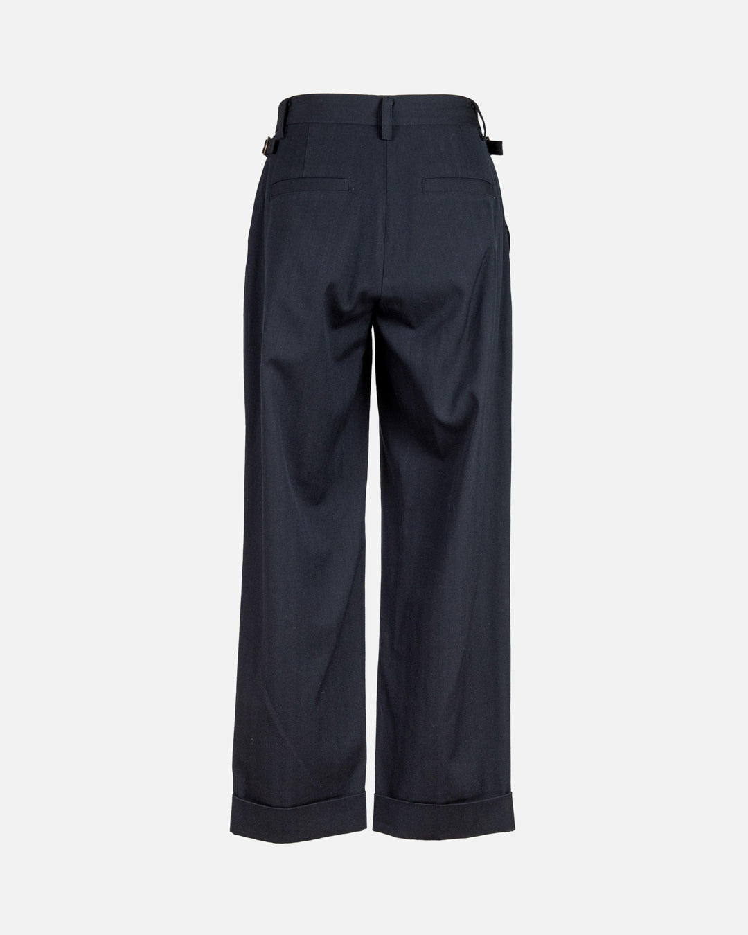 Pantalone in fresco lana wide doppia pence e regolatore