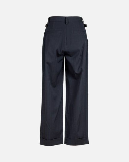 Pantalone in fresco lana wide doppia pence e regolatore