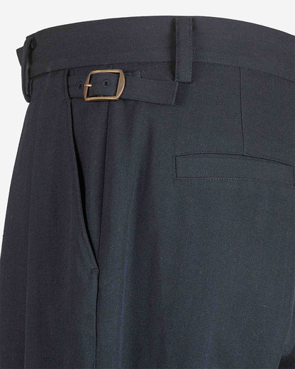 Pantalone in fresco lana wide doppia pence e regolatore