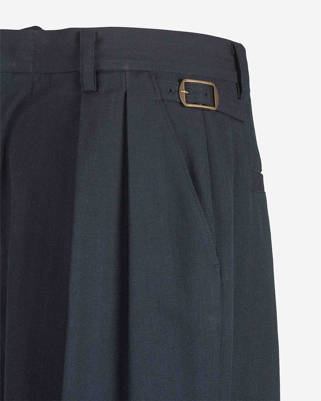 Pantalone in fresco lana wide doppia pence e regolatore
