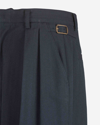 Pantalone in fresco lana wide doppia pence e regolatore
